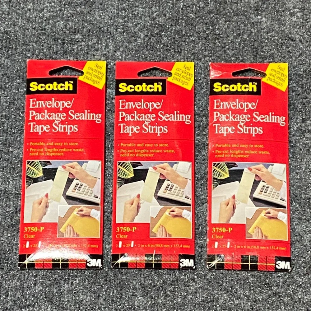 VTG Scotch 3750-P Envelope Package Sealing Tape Strips 2x6 Clear 3 Packs 146 TTL